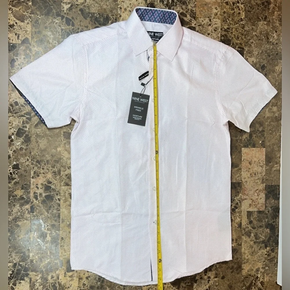 Nine West Mens Wear Dress Shirt Button Slim Fit Wrinkle Free Moisture Wicking - Picture 5 of 17